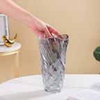 Spiral Winds Glass Flower Vase Grey Small 9 Inch Nestasia