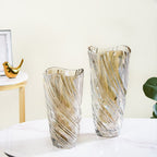 Spiral Winds Glass Flower Vase Amber Small 9 Inch Nestasia