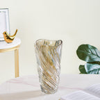 Spiral Winds Glass Flower Vase Amber Small 9 Inch Nestasia