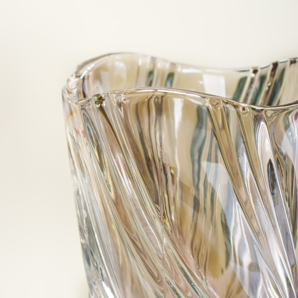 Spiral Winds Glass Flower Vase Amber Small 9 Inch Nestasia