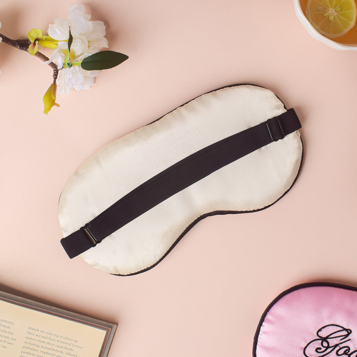 Good Night Sleep Satin Eye Mask Beige Nestasia