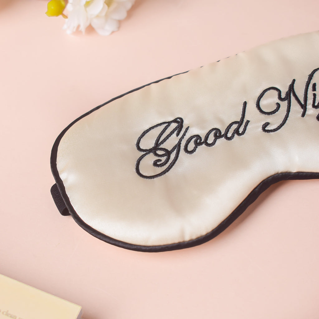 Good Night Sleep Satin Eye Mask Beige Nestasia