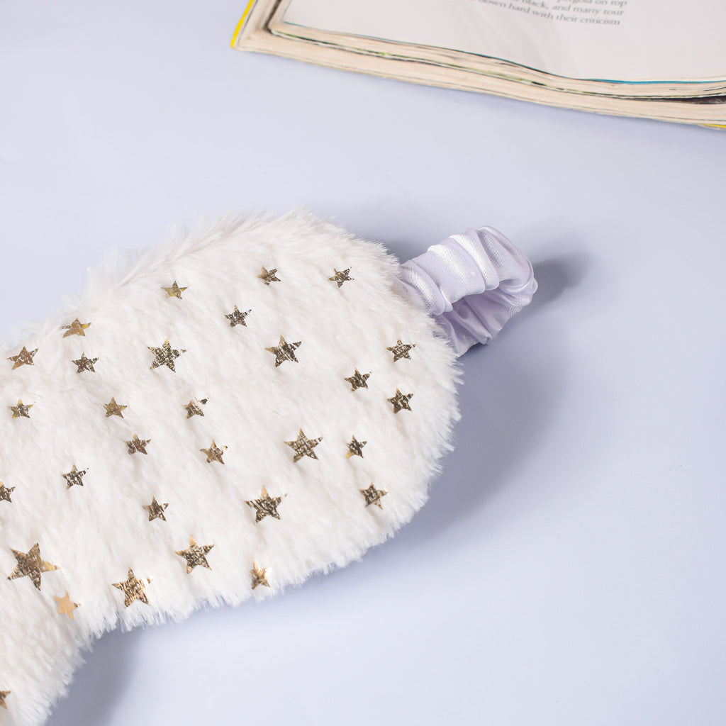 Twinkle Stars Plush White Travel Eye Mask Nestasia