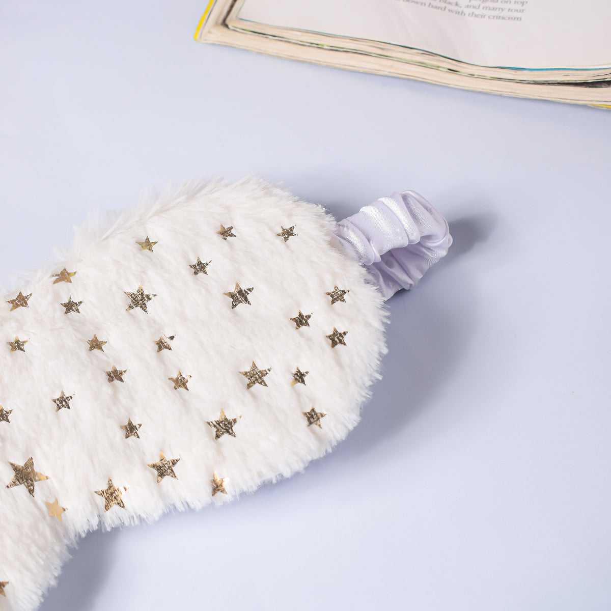 Twinkle Stars Plush White Travel Eye Mask Nestasia