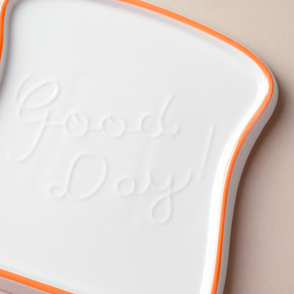 Ceramic Bread Plate Orange Rim Nestasia