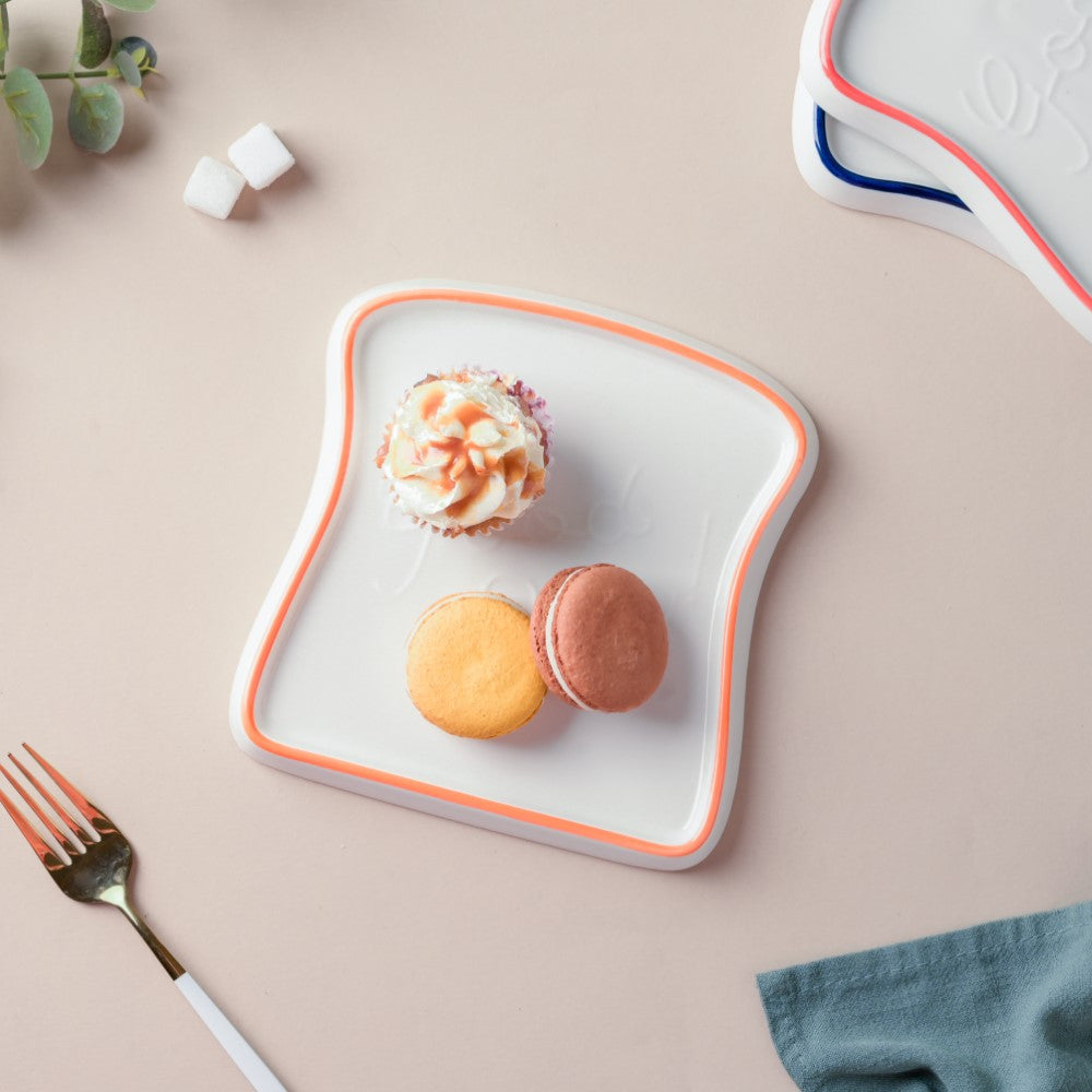Ceramic Bread Plate Orange Rim Nestasia