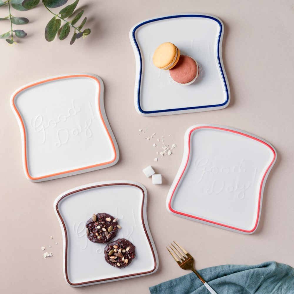 Ceramic Bread Plate Blue Rim Nestasia