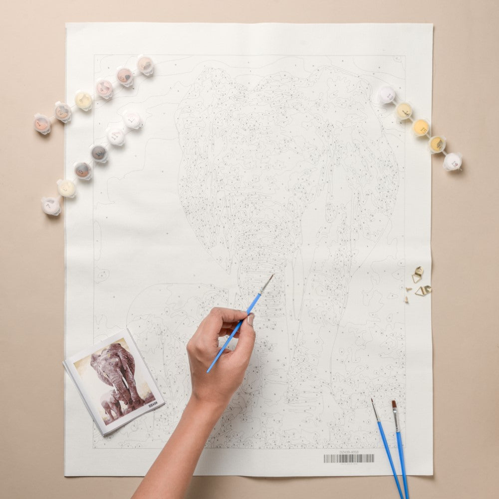 Elephant And Cub DIY Paint By Numbers Kit Nestasia