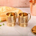 Brass Handcrafted Glass/Cup Pair with Handle Vedansh Craft