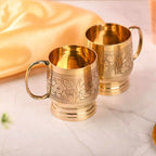 Brass Handcrafted Glass/Cup Pair with Handle Vedansh Craft