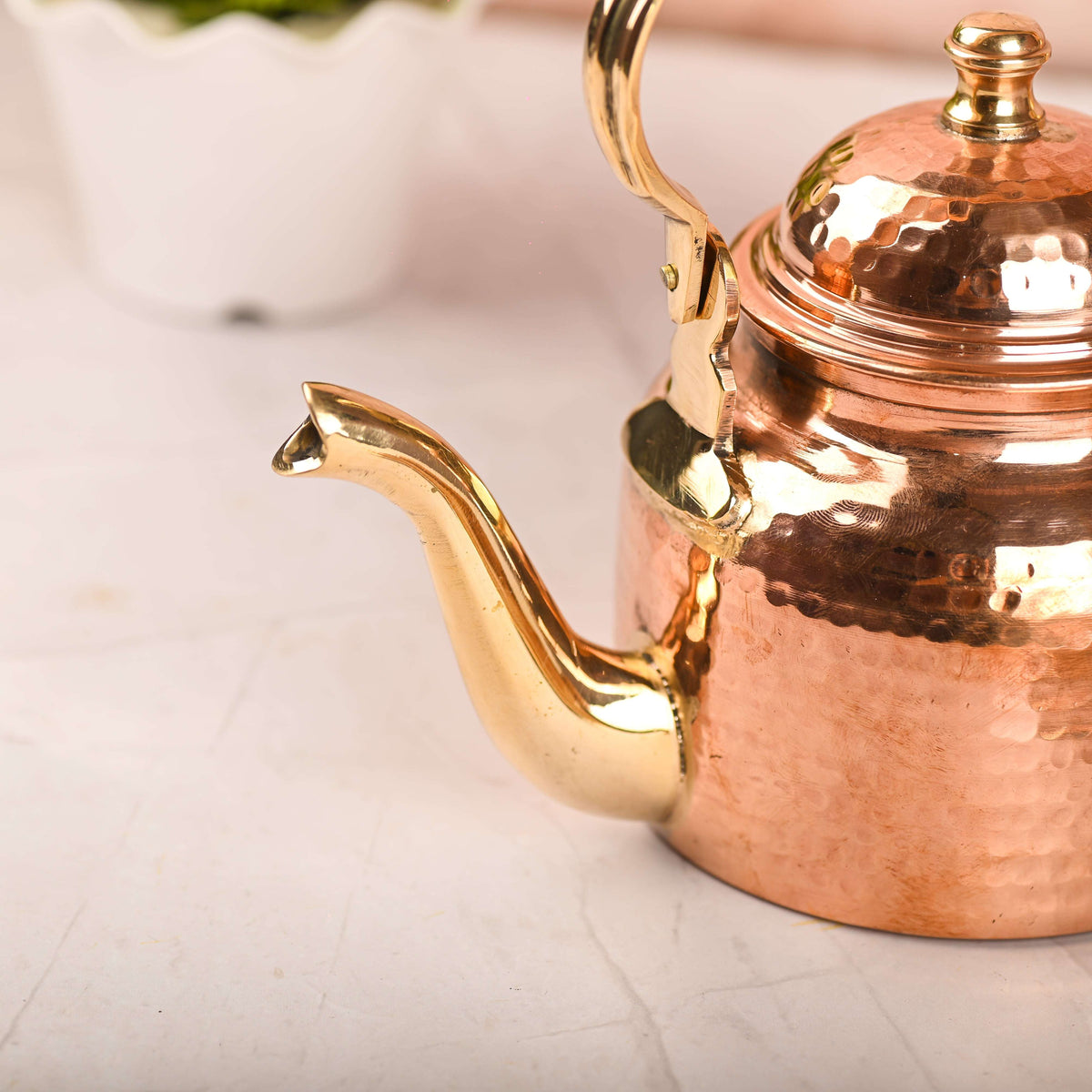 Copper Hammered Tea Kettle Pot – Traditional Indian Drinkware (5.4 Inch) Vedansh Craft