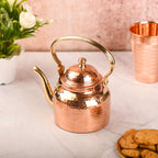 Copper Hammered Tea Kettle Pot – Traditional Indian Drinkware (5.4 Inch) Vedansh Craft