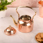 Copper Hammered Tea Kettle Pot – Traditional Indian Drinkware (5.4 Inch) Vedansh Craft