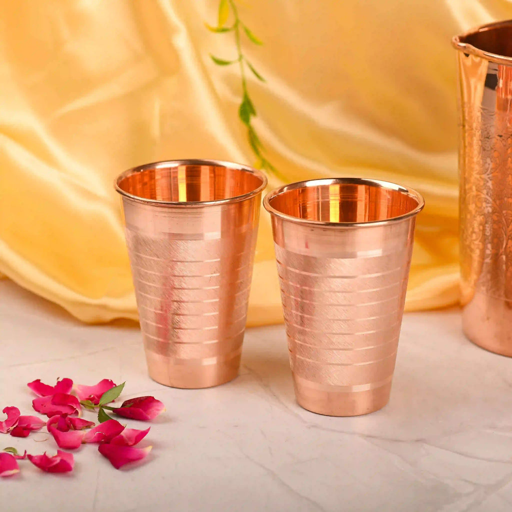 Copper Hammered Glass Pair Vedansh Craft