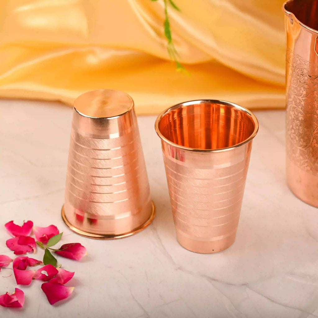 Copper Hammered Glass Pair Vedansh Craft