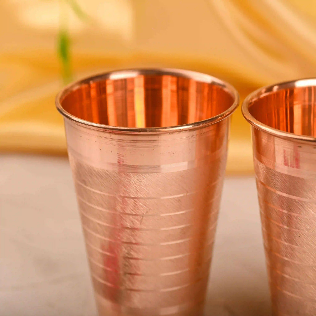 Copper Hammered Glass Pair Vedansh Craft