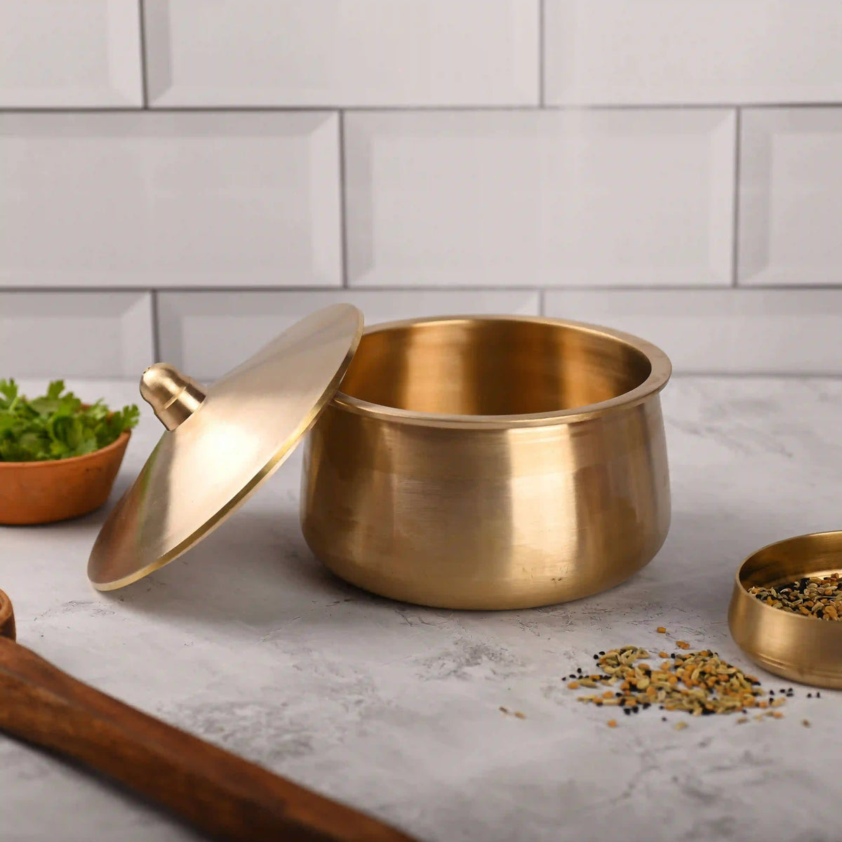 Brass Royal Serving Pot with Lid (4.5 Inch) Vedansh Craft
