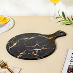 Marble Round Serving Platter Black Nestasia
