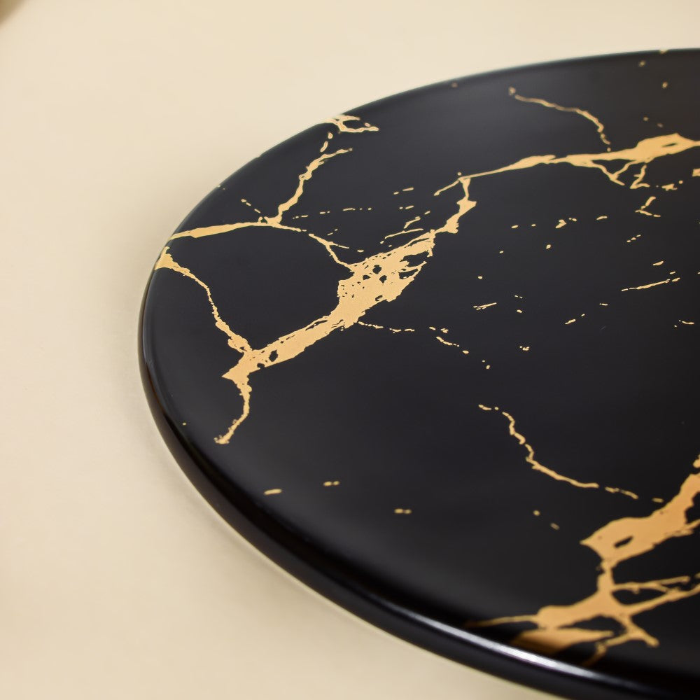 Marble Round Serving Platter Black Nestasia