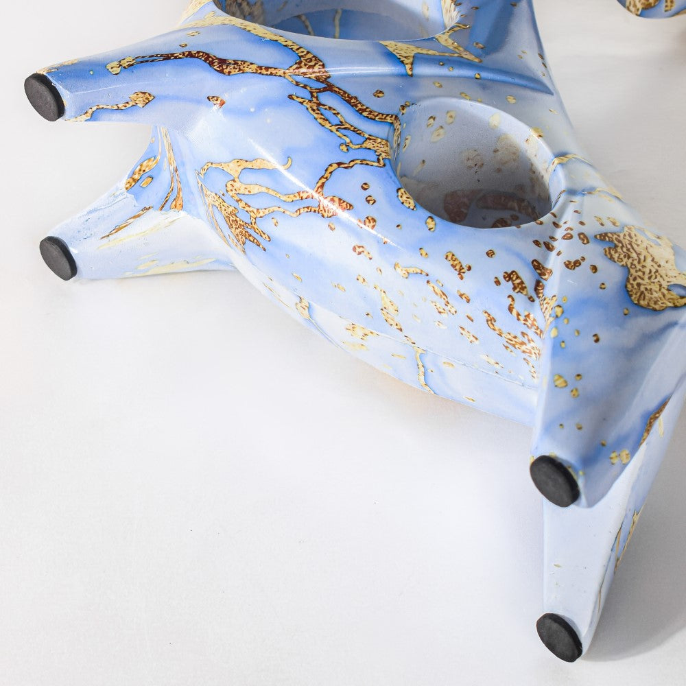 Bull Sculpture Resin Blue 8 Inch Nestasia