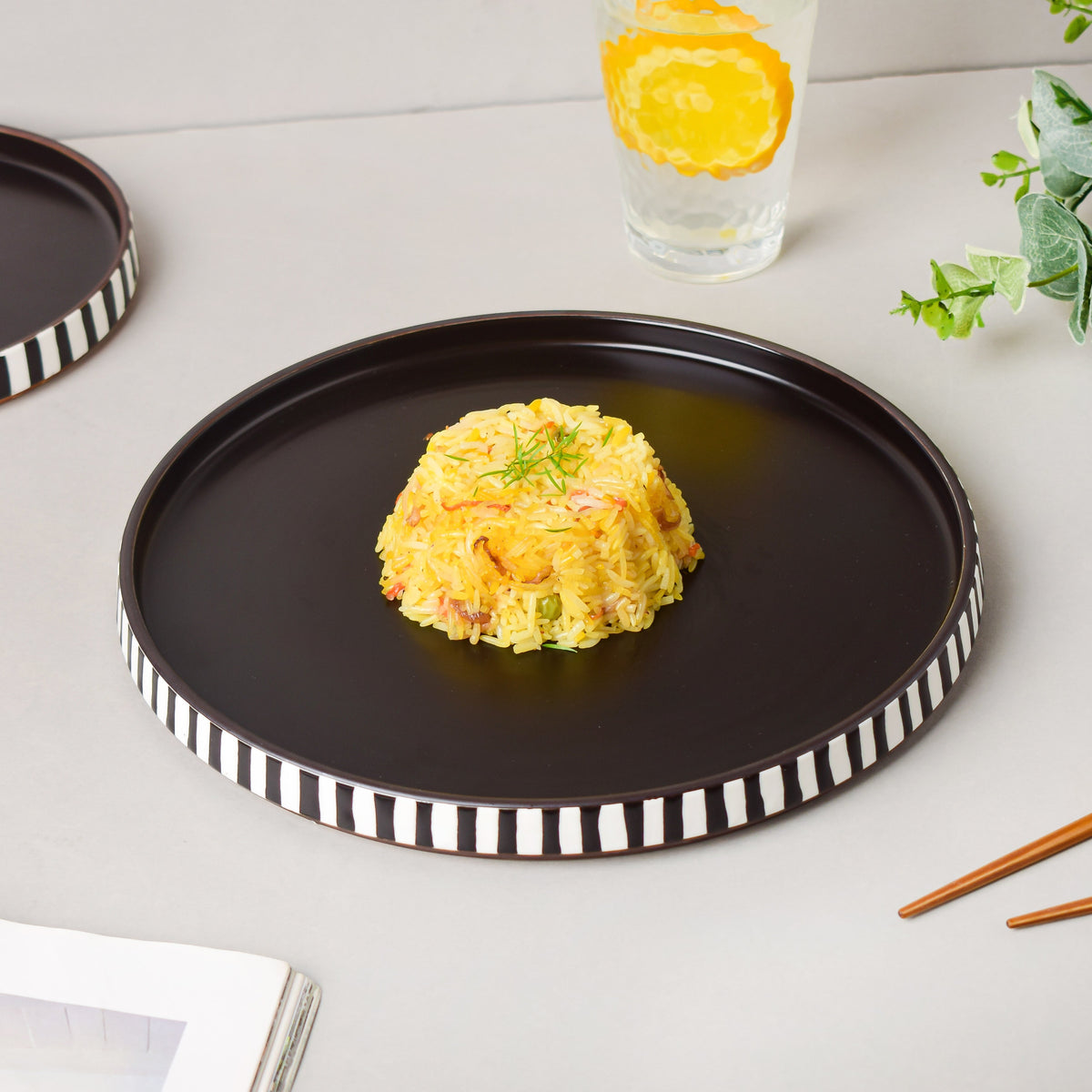 Monochrome Black And White Dinner Plate 9.5 Inch Nestasia