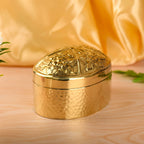 Brass Elegant Oval Box – Traditional Indian Brassware (4 Inch)