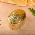 Brass Elegant Oval Box – Traditional Indian Brassware (4 Inch)