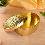 Brass Elegant Oval Box – Traditional Indian Brassware (4 Inch)
