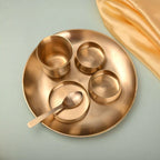 Brass Matt Thali/Dinner Set – Traditional Indian Brassware (1.55 Kg) Vedansh Craft