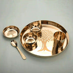Pure Kansa/Bronze Thali/Dinner Set with Tree Design (1.65Kg) Vedansh Craft