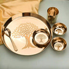 Pure Kansa/Bronze Thali/Dinner Set with Tree Design (1.65Kg) Vedansh Craft
