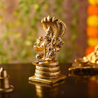 Brass Narasimbha Idol Sitting on Sheshnag – Handmade Brass Decor (5 Inch) Vedansh Craft