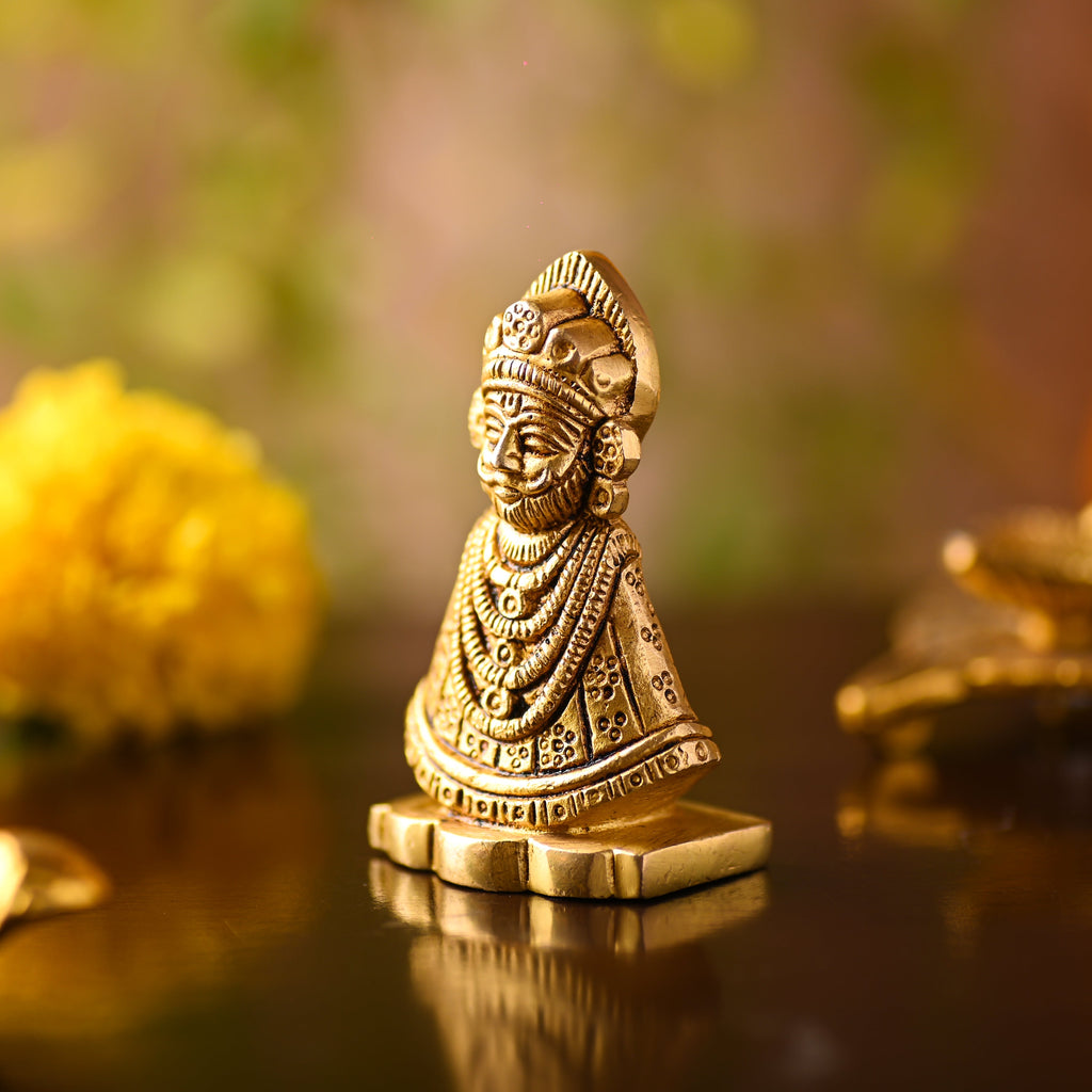 Brass Khatu shyam Idol – Handmade Premium Brass Decor (2.8 Inch) Vedansh Craft