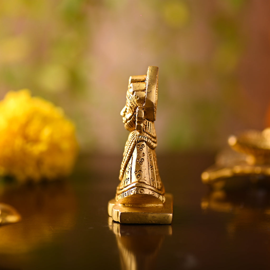 Brass Khatu shyam Idol – Handmade Premium Brass Decor (2.8 Inch) Vedansh Craft