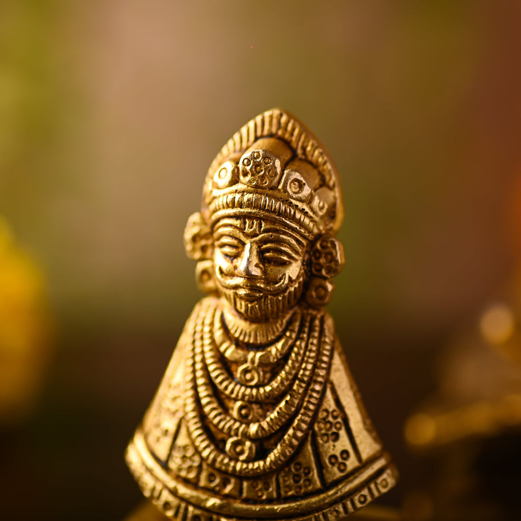 Brass Khatu shyam Idol – Handmade Premium Brass Decor (2.8 Inch) Vedansh Craft