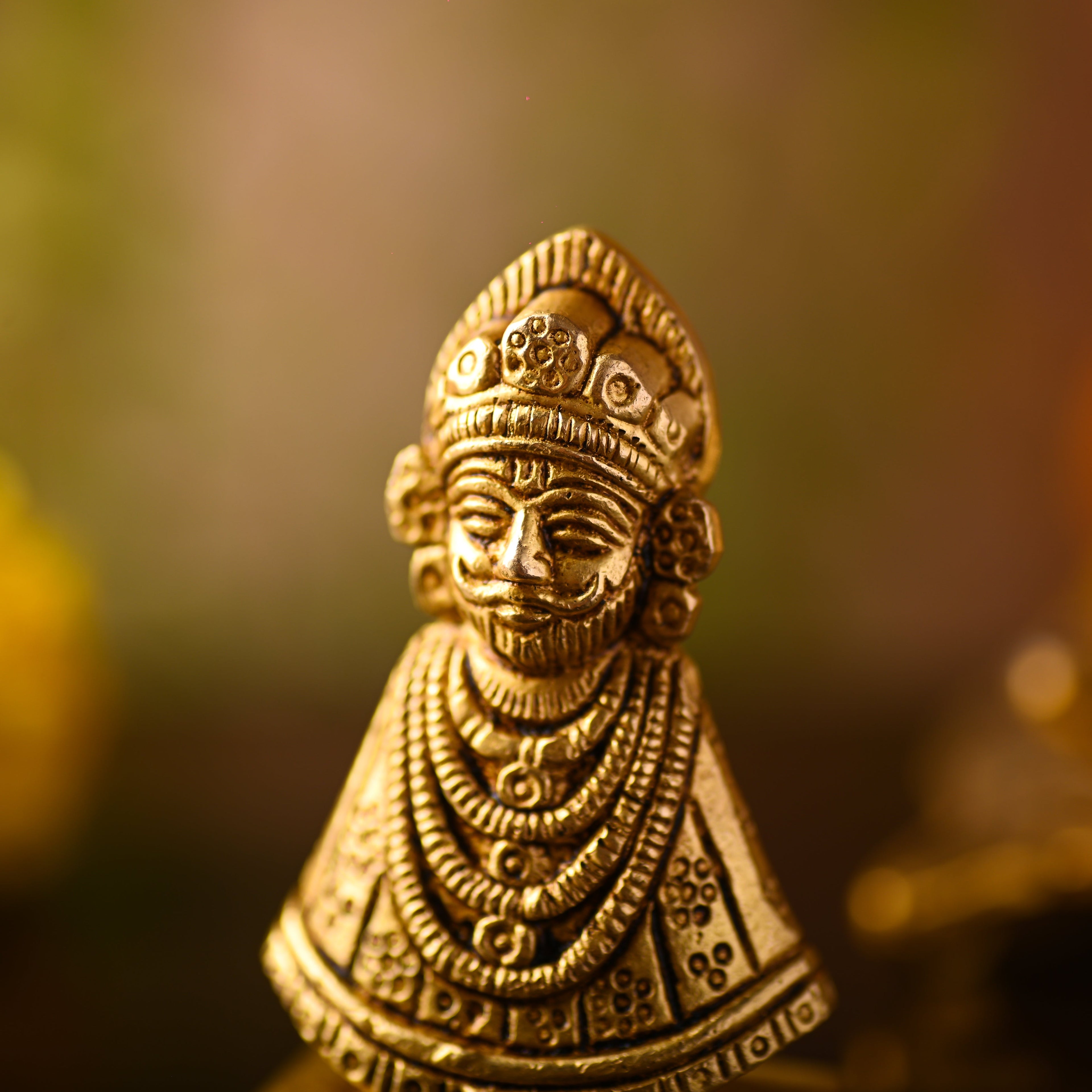 Brass Khatu shyam Idol – Handmade Premium Brass Decor (2.8 Inch) Vedansh Craft