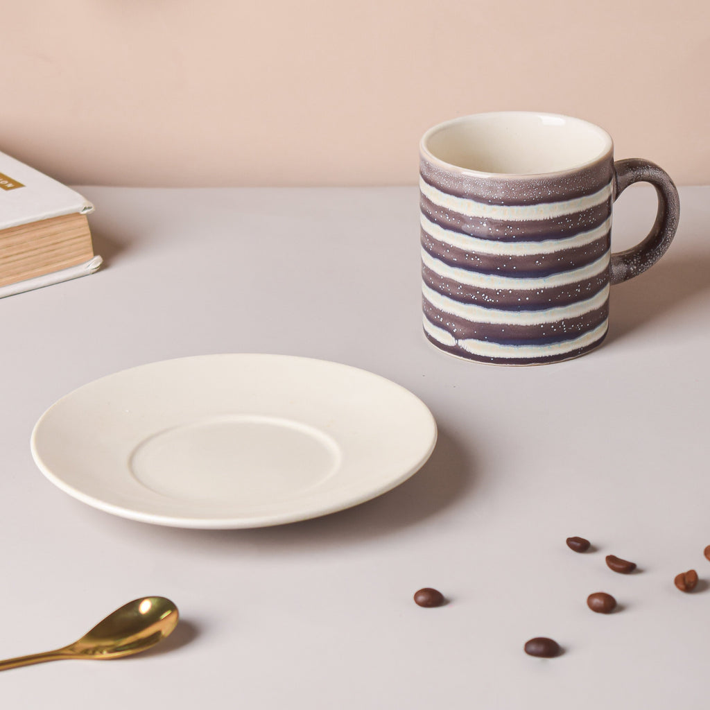 Black And White Textured Cup Set 150 ml Nestasia