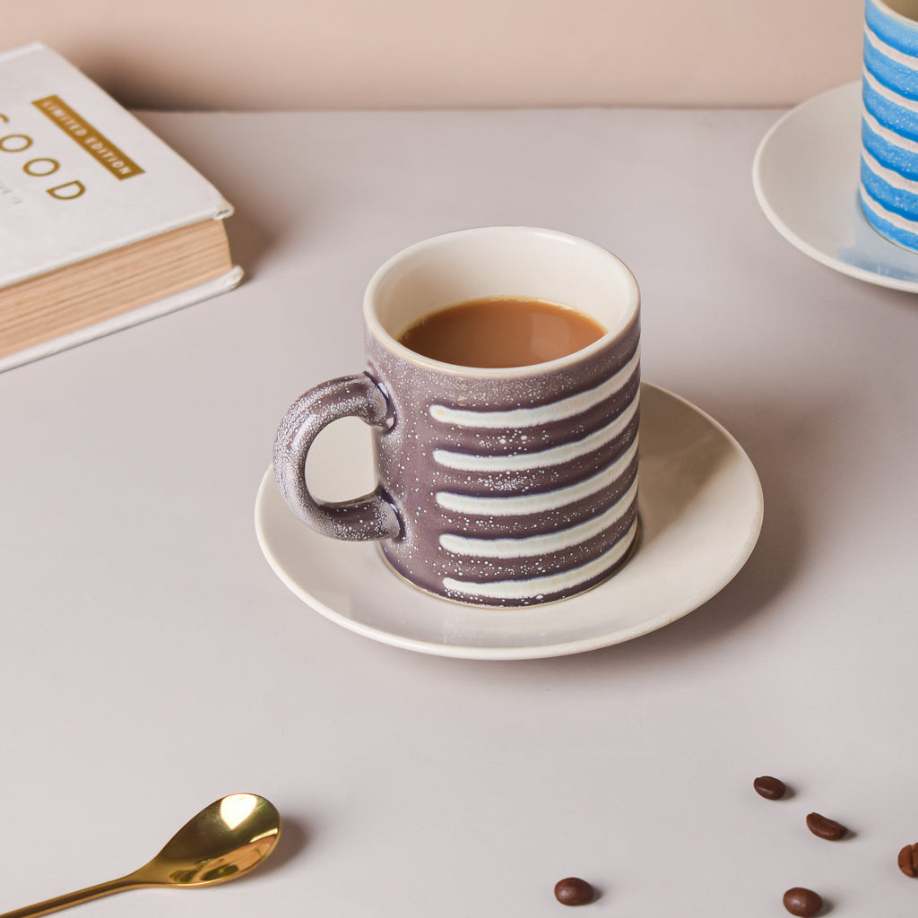 Black And White Textured Cup Set 150 ml Nestasia