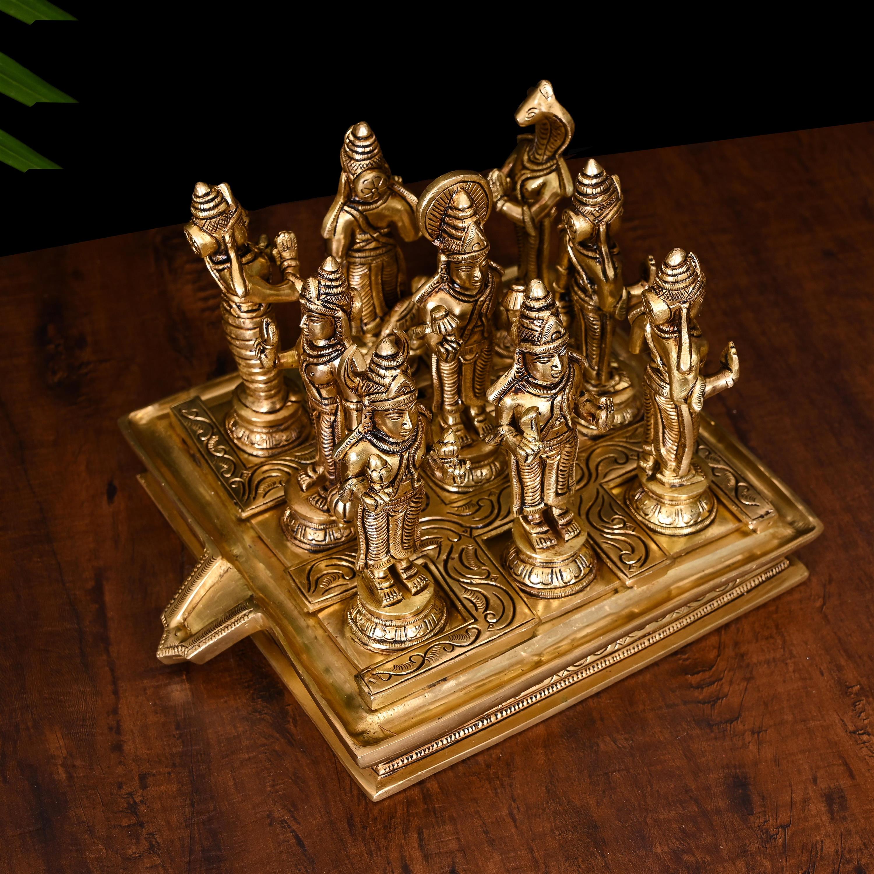 Brass Superfine Navagraha Idols Set (7 Inch) Vedansh Craft