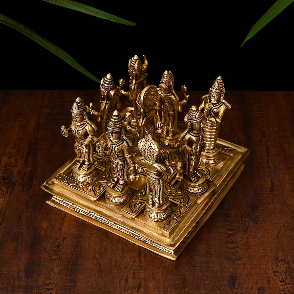 Brass Superfine Navagraha Idols Set (7 Inch) Vedansh Craft