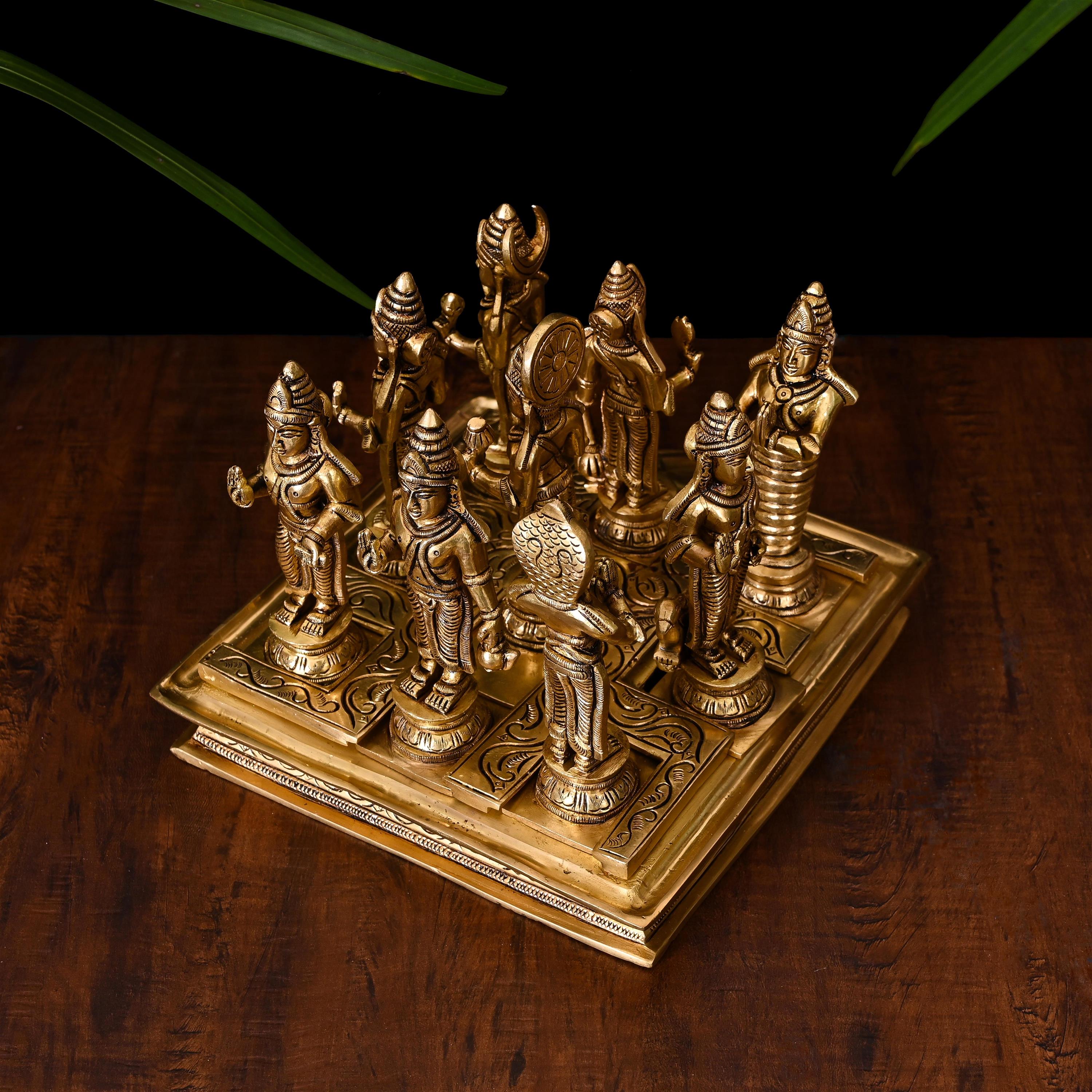 Brass Superfine Navagraha Idols Set (7 Inch) Vedansh Craft