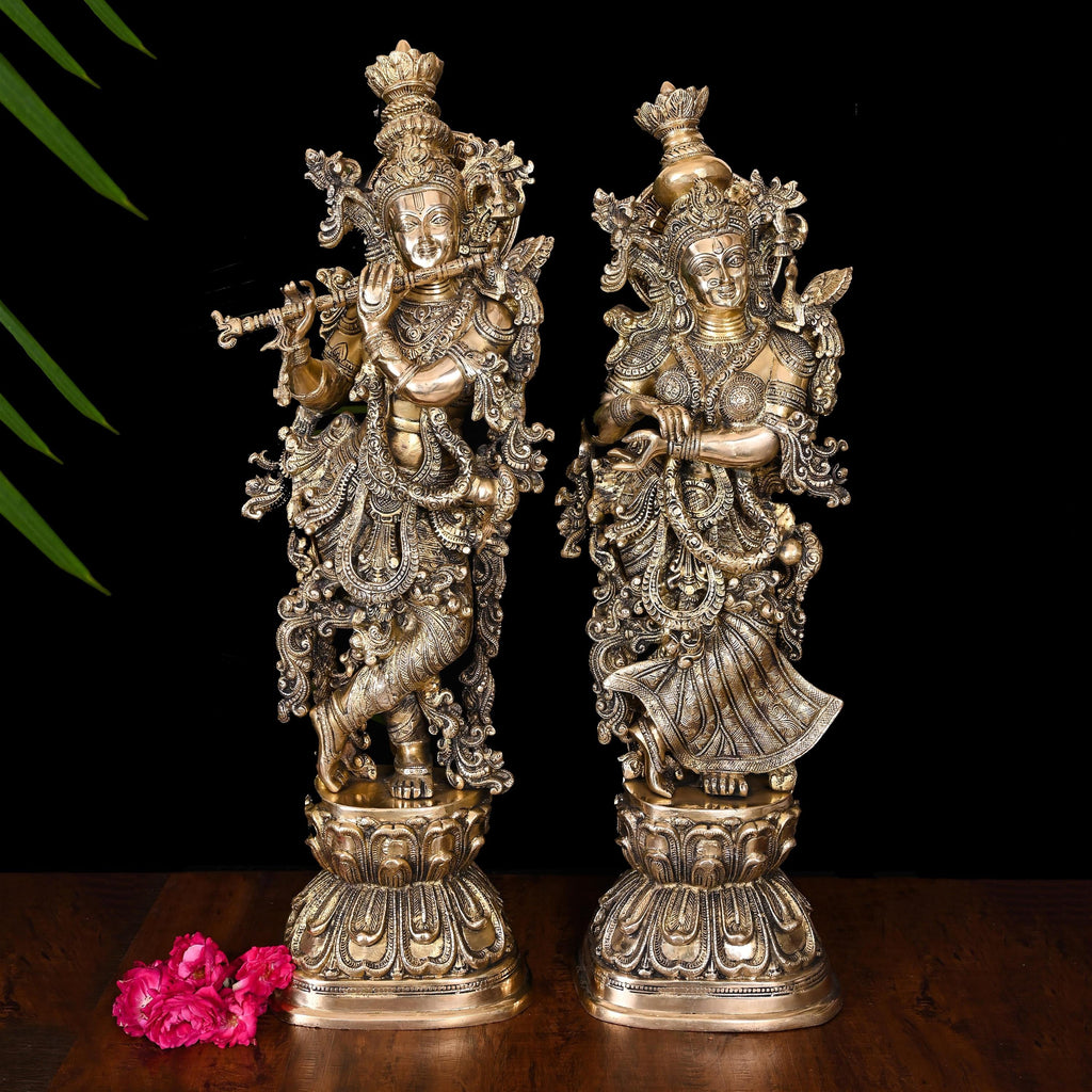 Brass Standing Radha Krishna Statue Set (30 Inch) Vedansh Craft