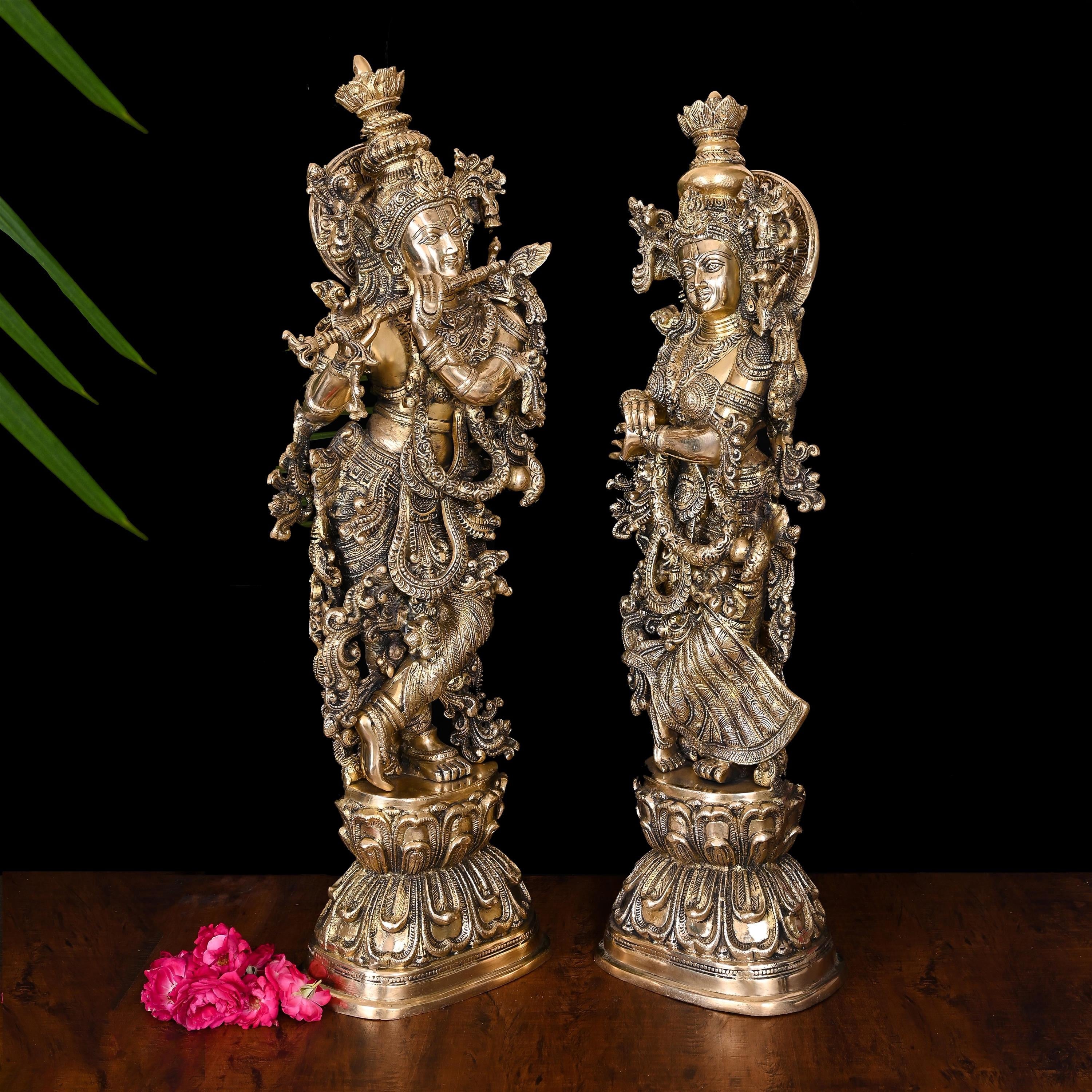 Brass Standing Radha Krishna Statue Set (30 Inch) Vedansh Craft
