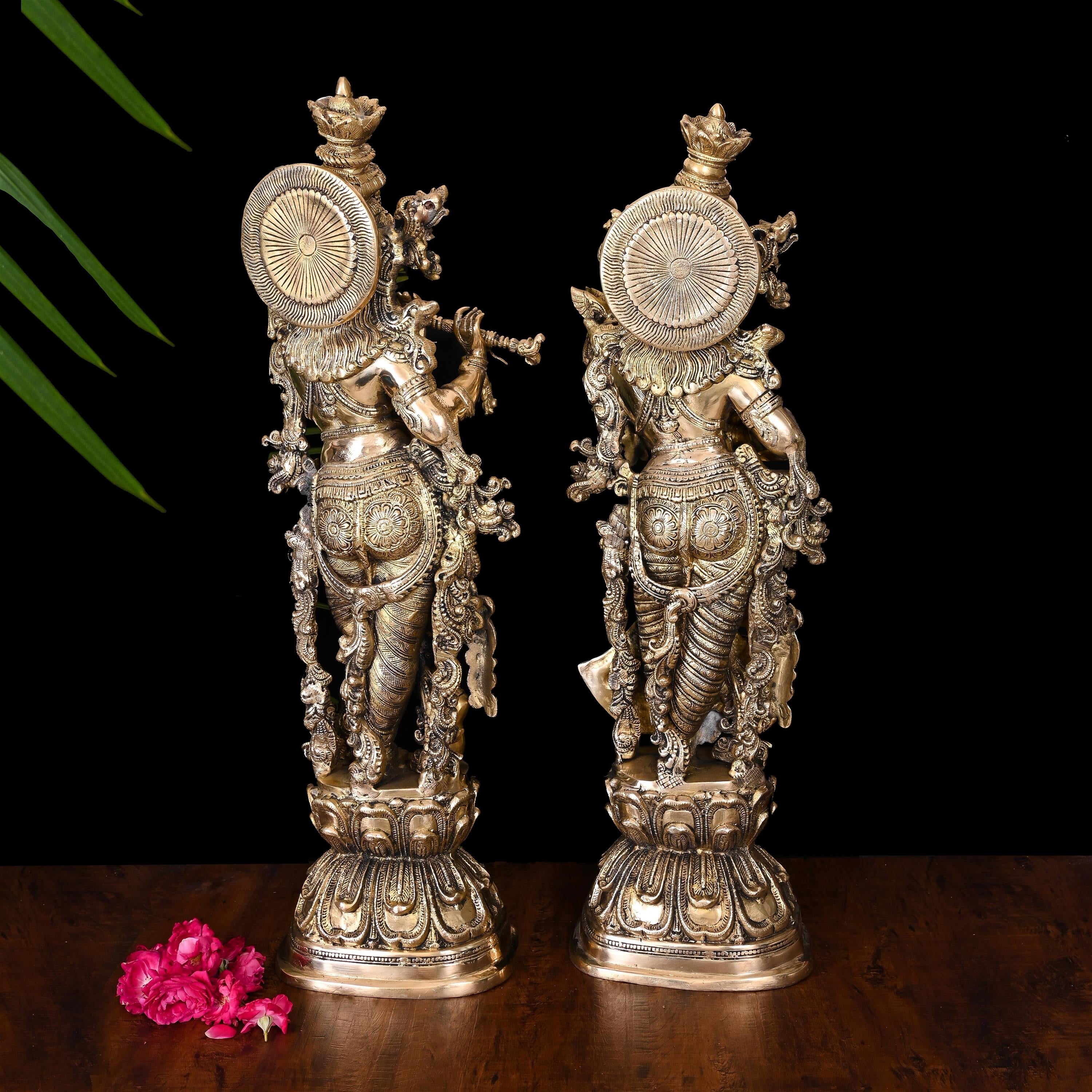Brass Standing Radha Krishna Statue Set (30 Inch) Vedansh Craft