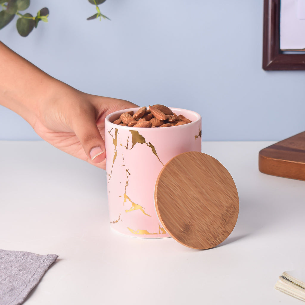 Auric Marble Pink Jar with Lid Nestasia