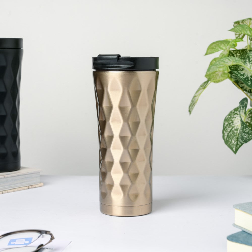 Double Walled Travel Tumbler Gold 500ml Nestasia
