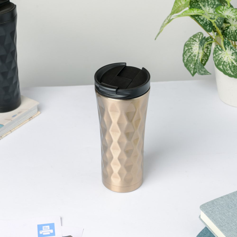 Double Walled Travel Tumbler Gold 500ml Nestasia