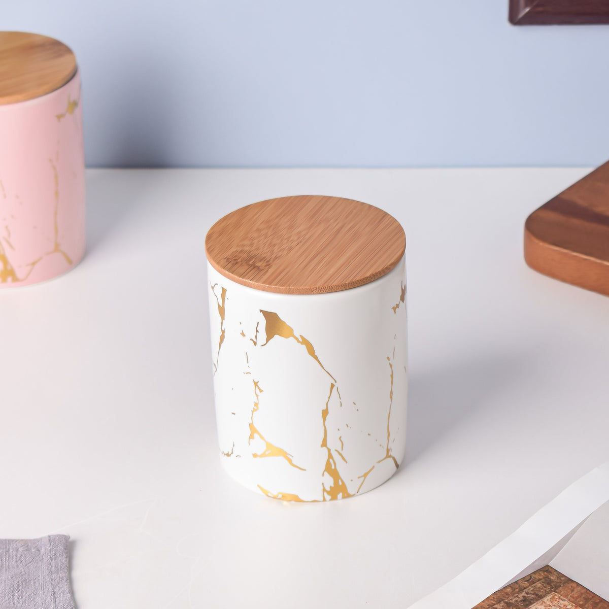 Auric Marble White Jar with Lid Nestasia