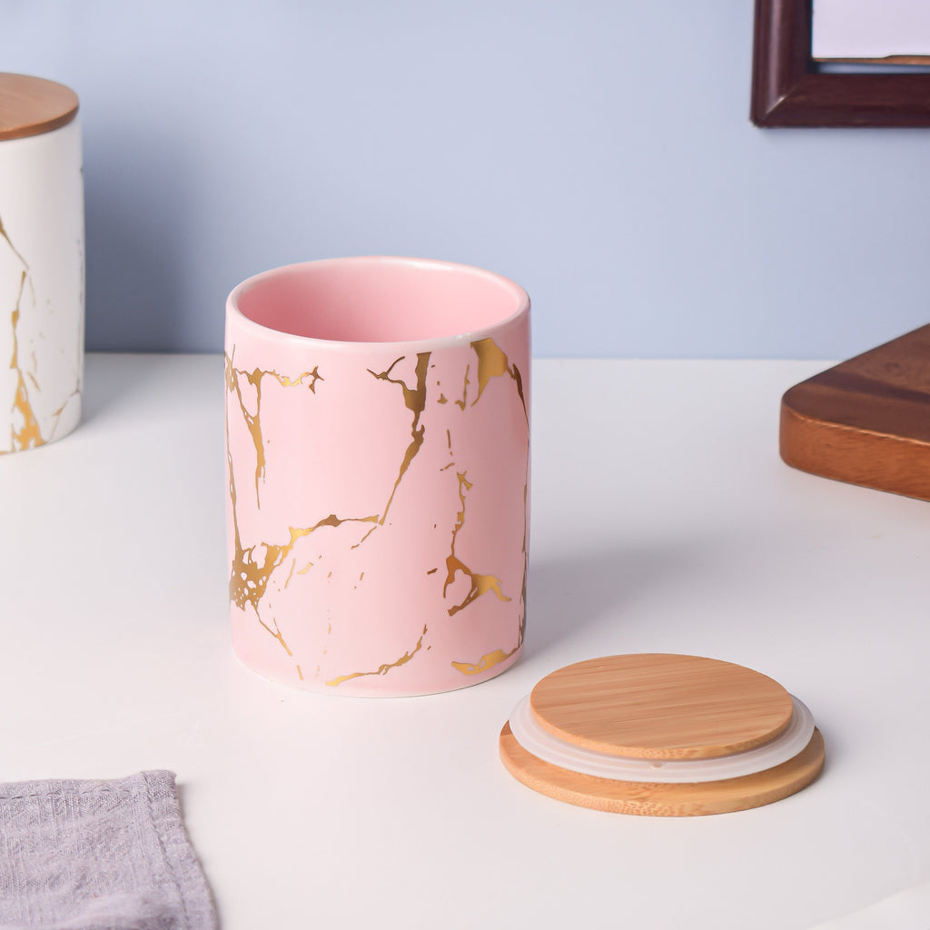 Auric Marble Pink Jar with Lid Nestasia