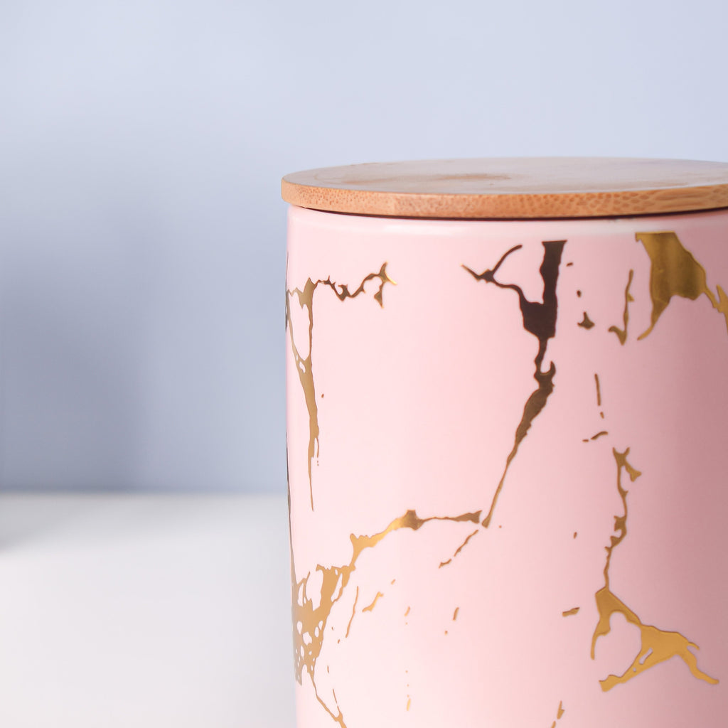 Auric Marble Pink Jar with Lid Nestasia